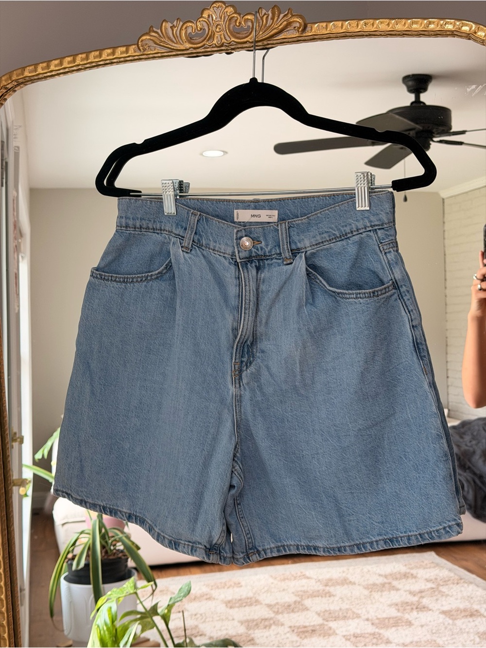 Mango High-Waisted Relaxed Denim Shorts Size 4